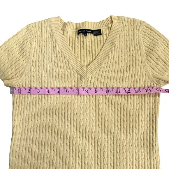 VTG Jeanne Pierre Cream Cable Knit Short Sleeve Sweater Sz S - Picture 4 of 5